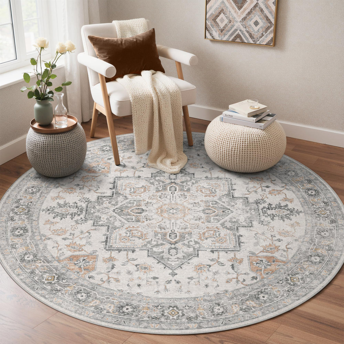 GENIMO 2x5 Washable Runner Rug Non Slip for Hallway, Light Taupe Brown