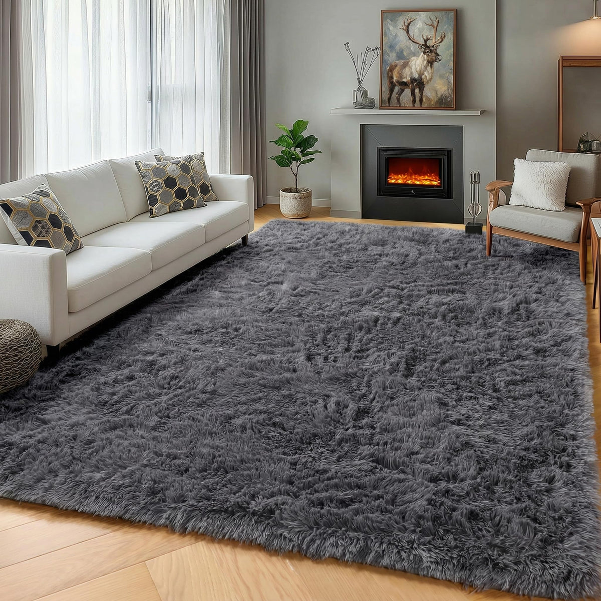 White Runner Rugs for Bedroom Living Room, Fluffy 2x6 Bedside Soft Area Rug