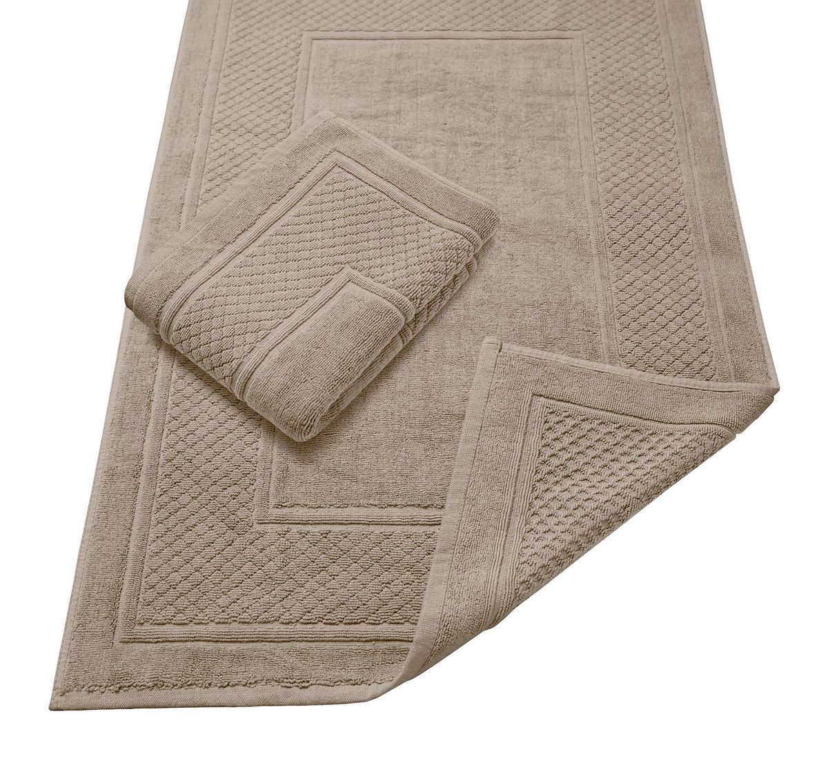 Avalon Towels Beige Bath Mat - 100% Cotton Set of 2 Absorbent Bathmat - Bathroom Mats Quick Dry Bath Mats for Bathrooms (22x34 Inches)