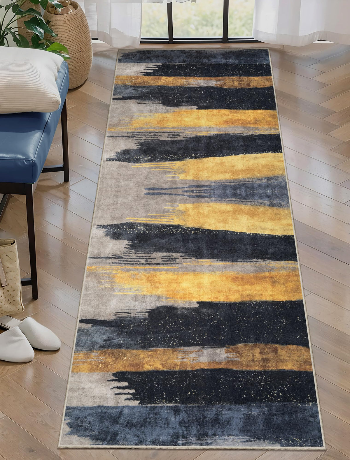 Ciicool Washable Area Rug 2x3 Entryway Rug, Modern Abstract Entry Mat Navy