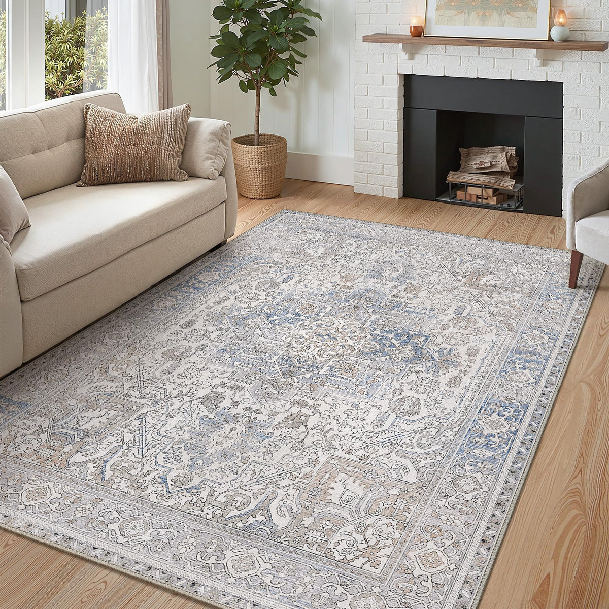 GENIMO 2x5 Washable Runner Rug Non Slip for Hallway, Light Taupe Brown
