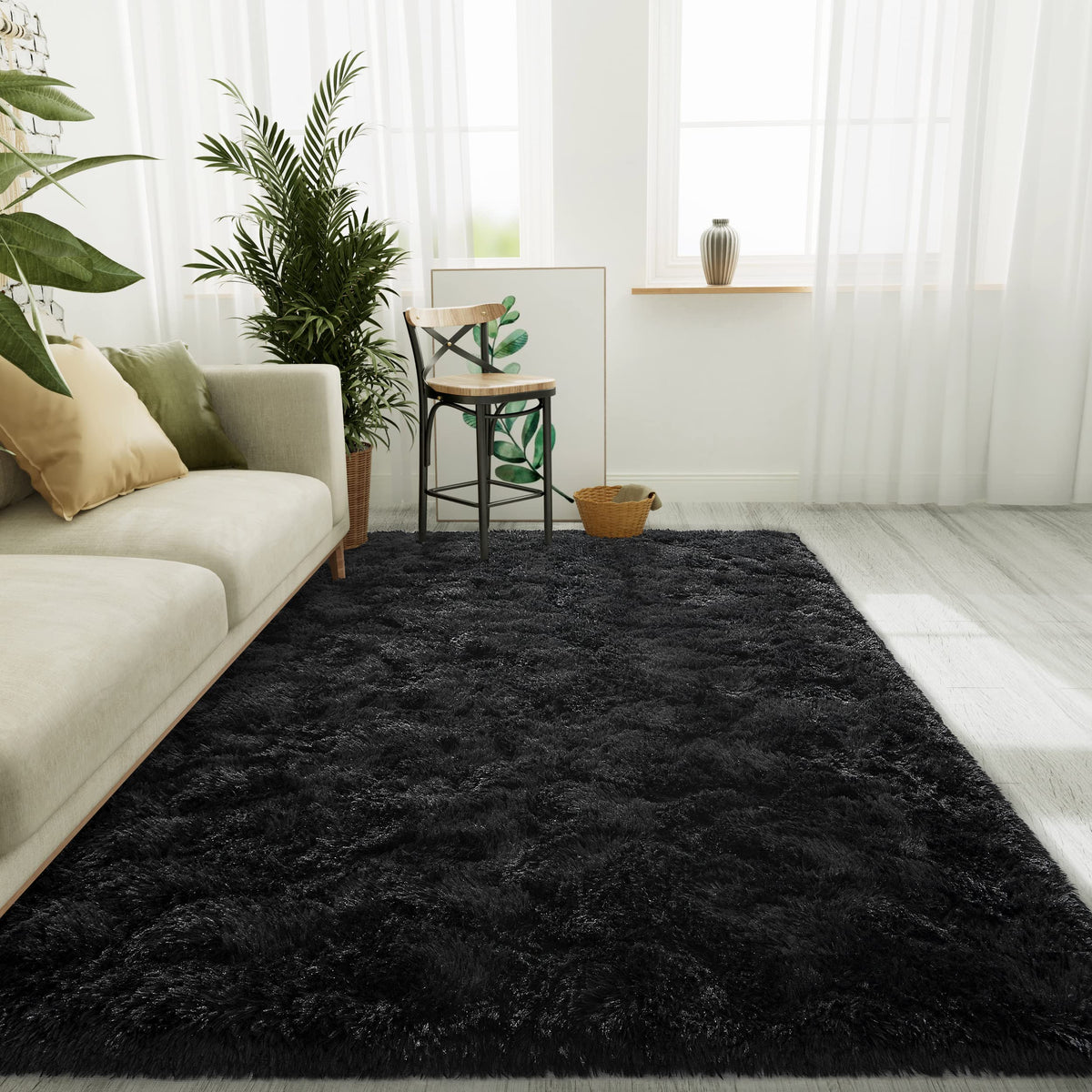LOCHAS 2x3 Area Rugs Fluffy Living Room Carpets for Kids Bedroom, Brown