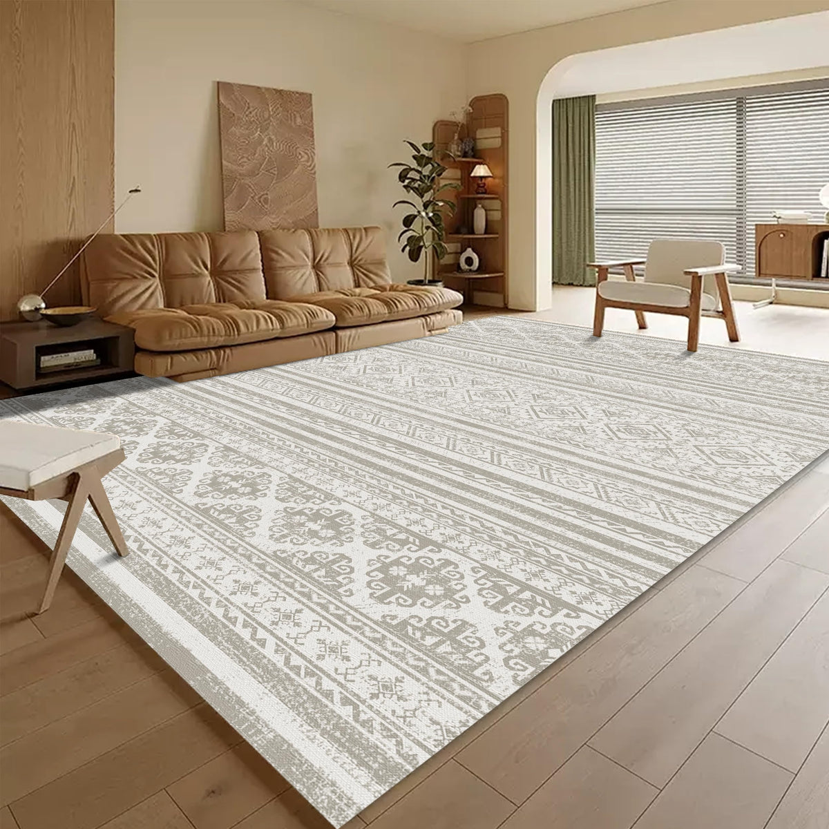 RUGSURE Washable Area Rugs - Perfect for Living Room, Bedroom, Kids Room, Nursery - Stain & Water Resistant Non-Slip, Pet & Child Friendly, Vintage Tribal Area Rugs (Green, 3' x 5 ')