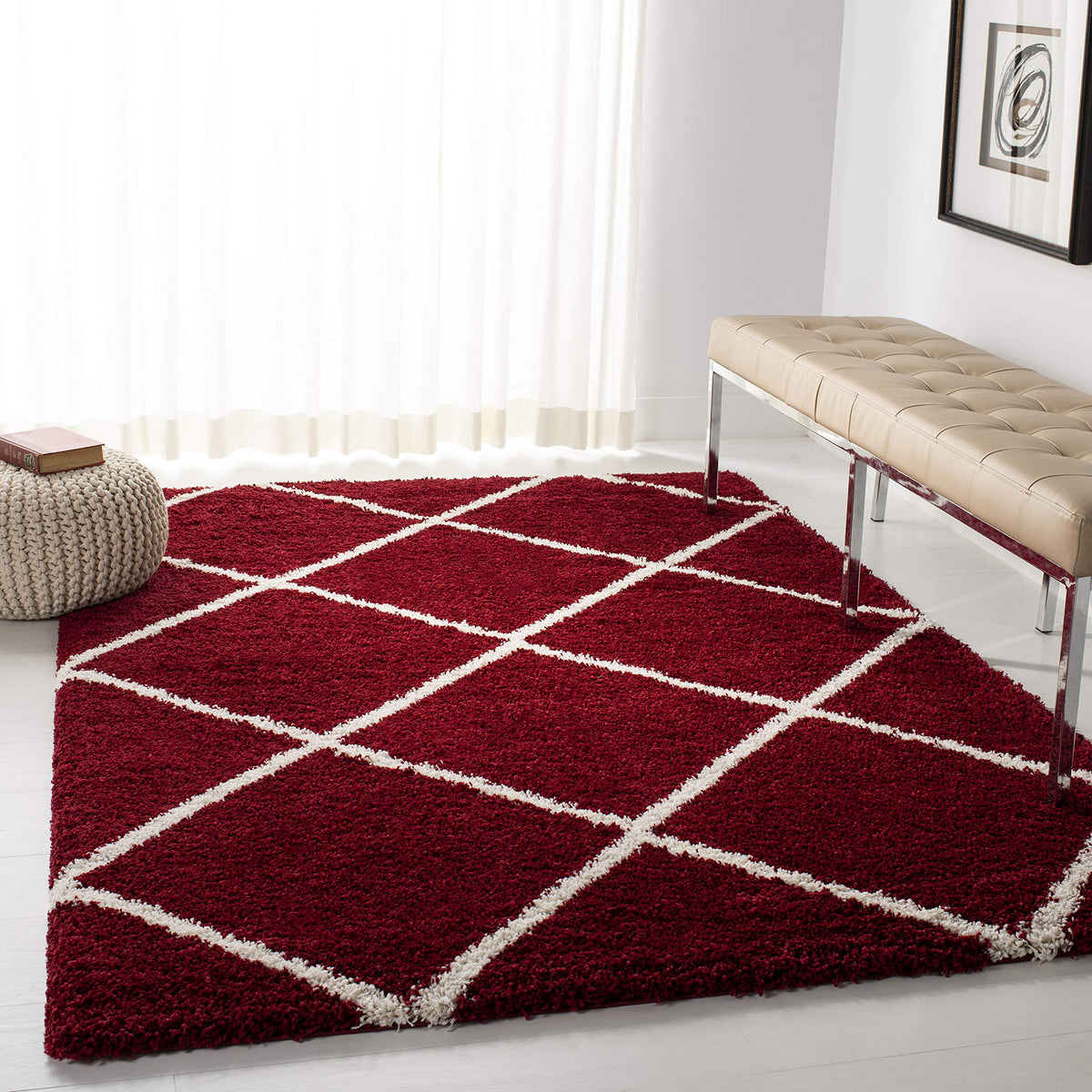 SAFAVIEH Hudson Shag Accent Rug 2'x3', Soft Distressed Grey & Ivory SGH281K