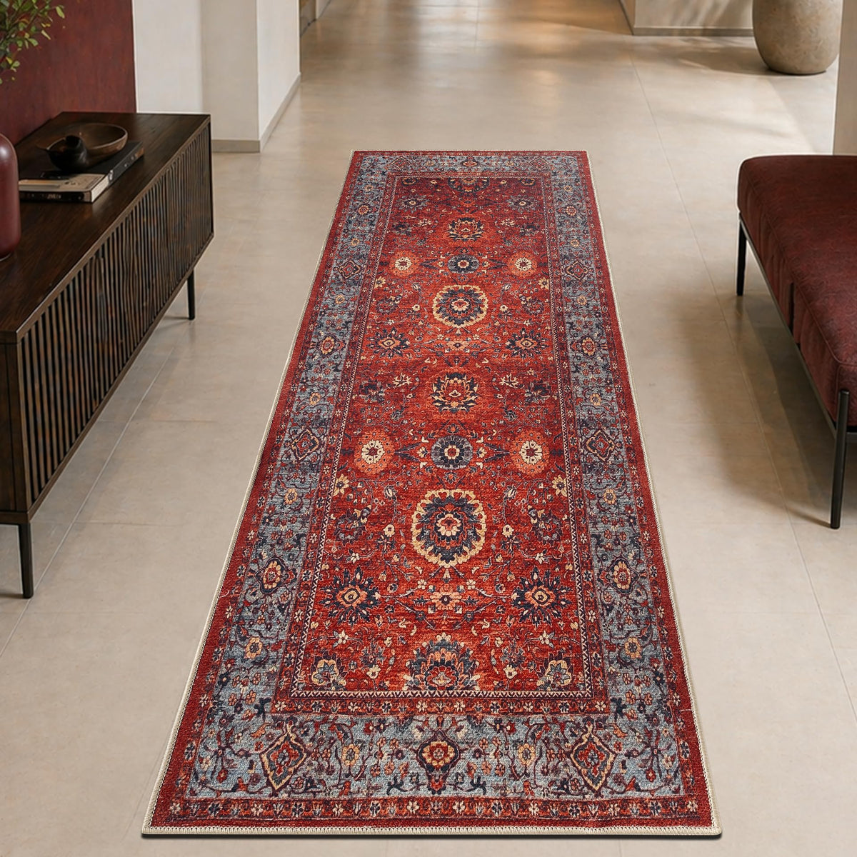 Keen Home Design Vintage Washable Entryway Rug, Non-Slip Low Pile, 2x3