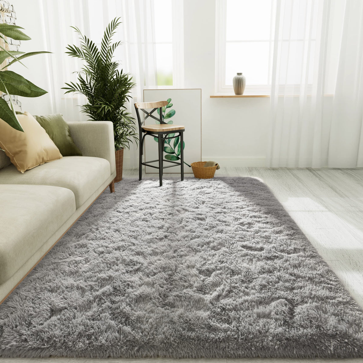 LOCHAS 2x3 Area Rugs Fluffy Living Room Carpets for Kids Bedroom, Brown
