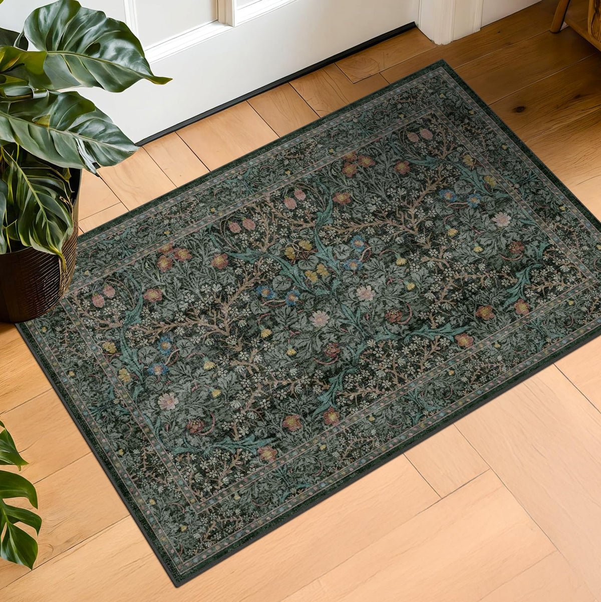 Washable Plum Purple Runner Rug 2x6 - Boho Rug Runner for Bathroom, Kitchen, Indoor Entryway, Low Pile Violet Carpet for Bedroom Bedside, Laundry Room, Hallway Mats for Floor, Stain Resistant