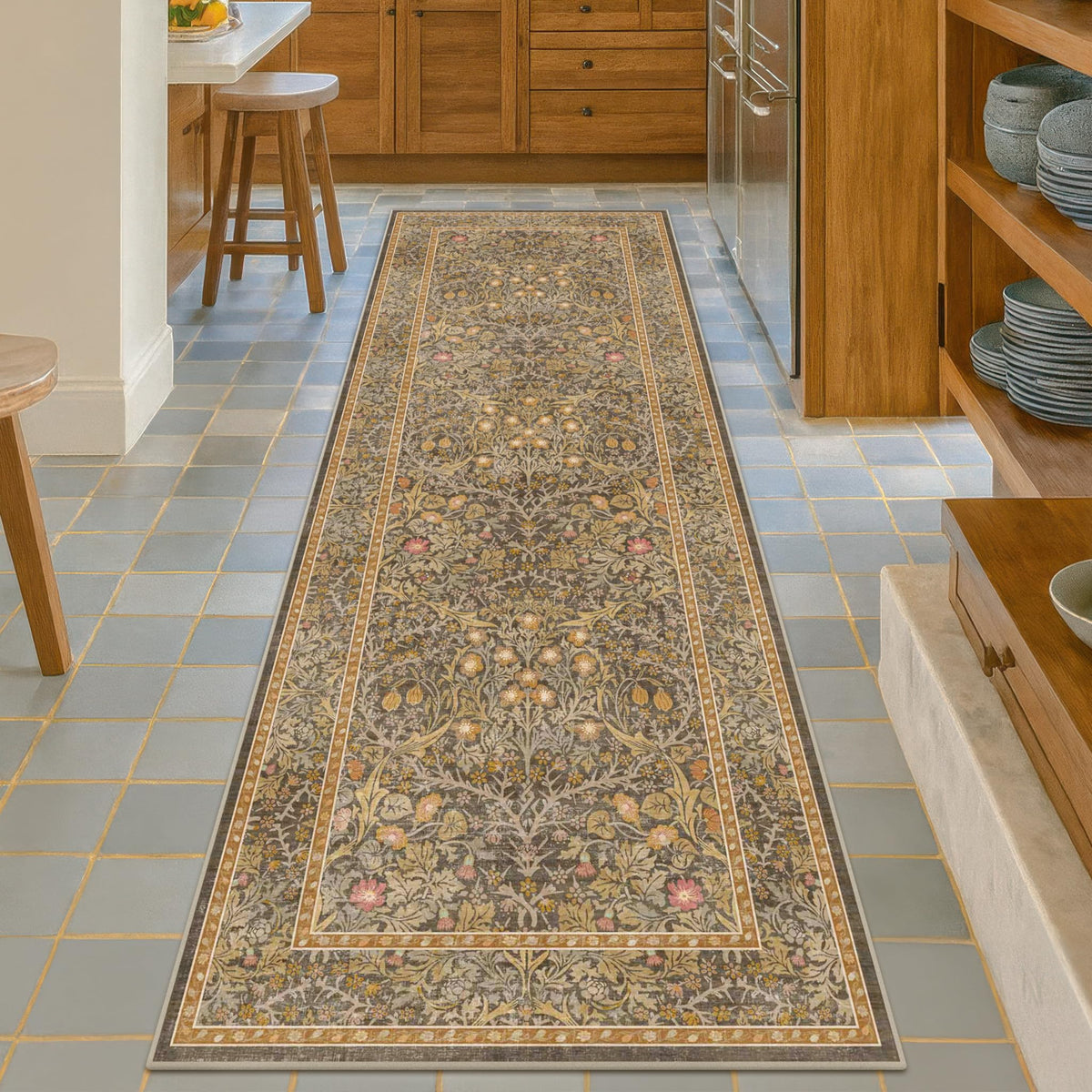 Washable Plum Purple Runner Rug 2x6 - Boho Rug Runner for Bathroom, Kitchen, Indoor Entryway, Low Pile Violet Carpet for Bedroom Bedside, Laundry Room, Hallway Mats for Floor, Stain Resistant