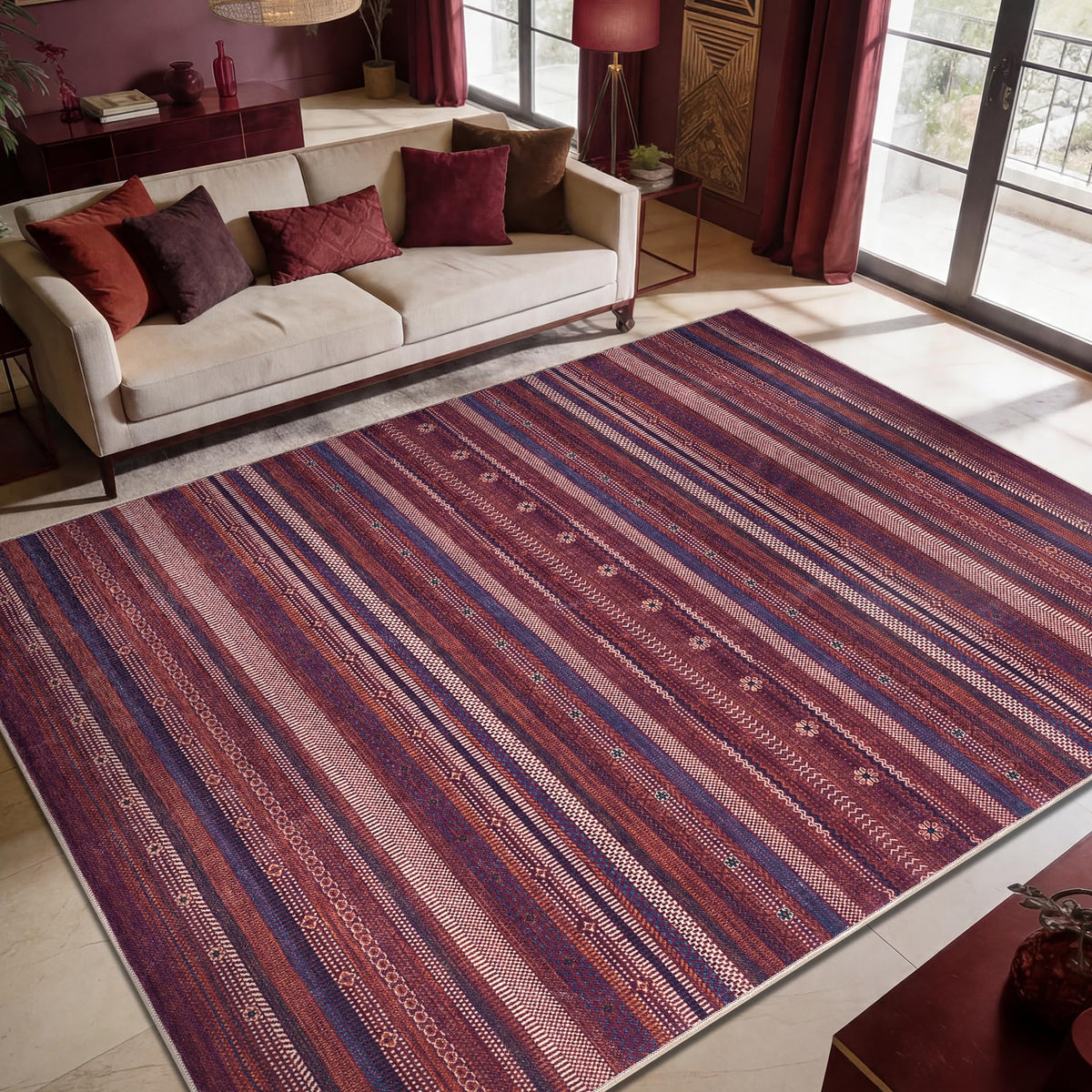 Keen Home Design Vintage Washable Entryway Rug, Non-Slip Low Pile, 2x3