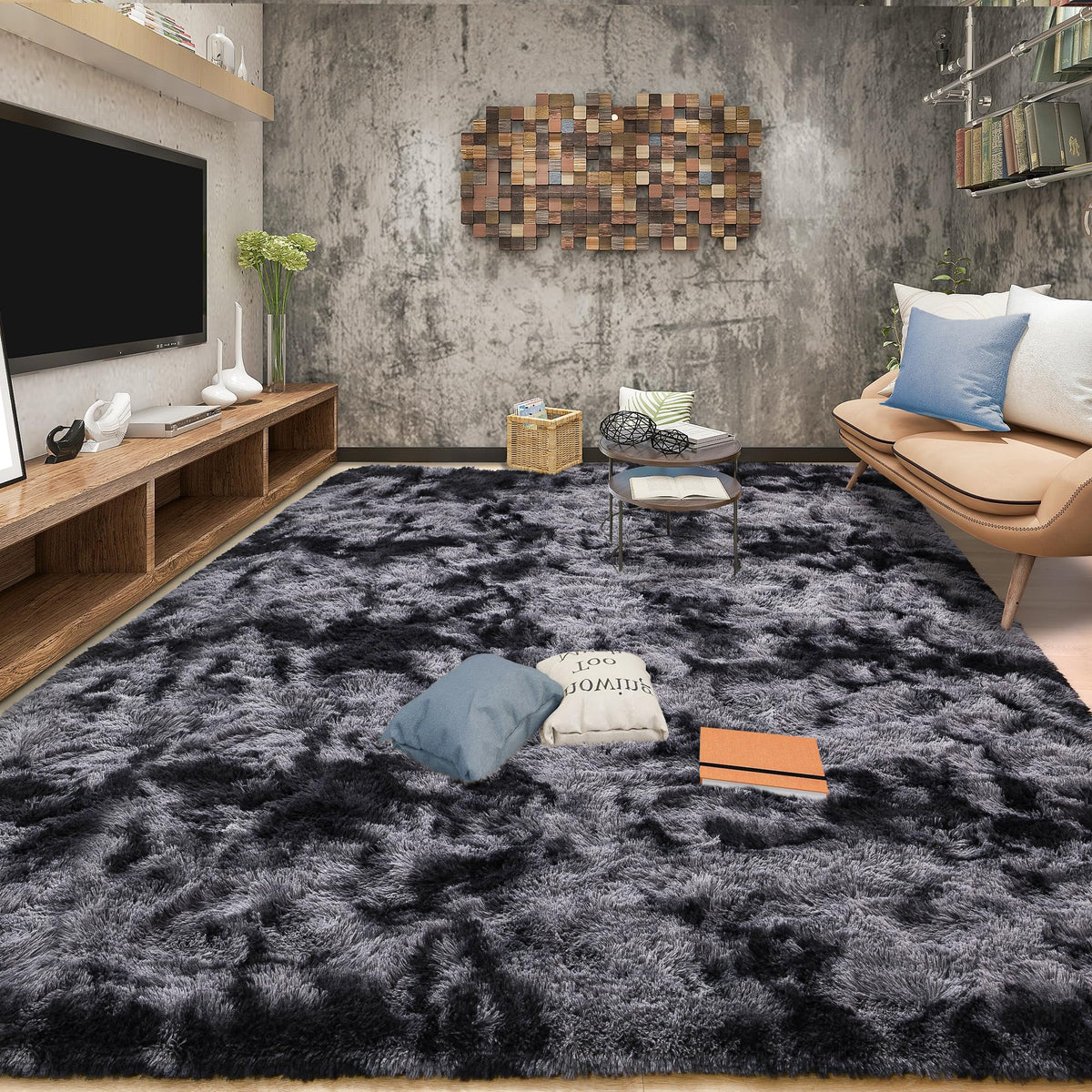 Tepook Black Soft Runner Rugs for Bedroom 2x6 ft with Rubber Backing