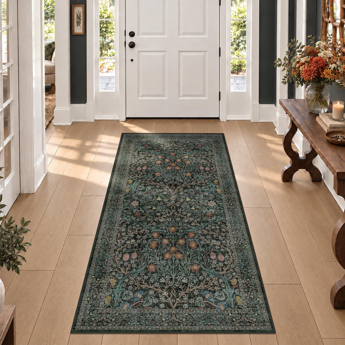 Washable Plum Purple Runner Rug 2x6 - Boho Rug Runner for Bathroom, Kitchen, Indoor Entryway, Low Pile Violet Carpet for Bedroom Bedside, Laundry Room, Hallway Mats for Floor, Stain Resistant