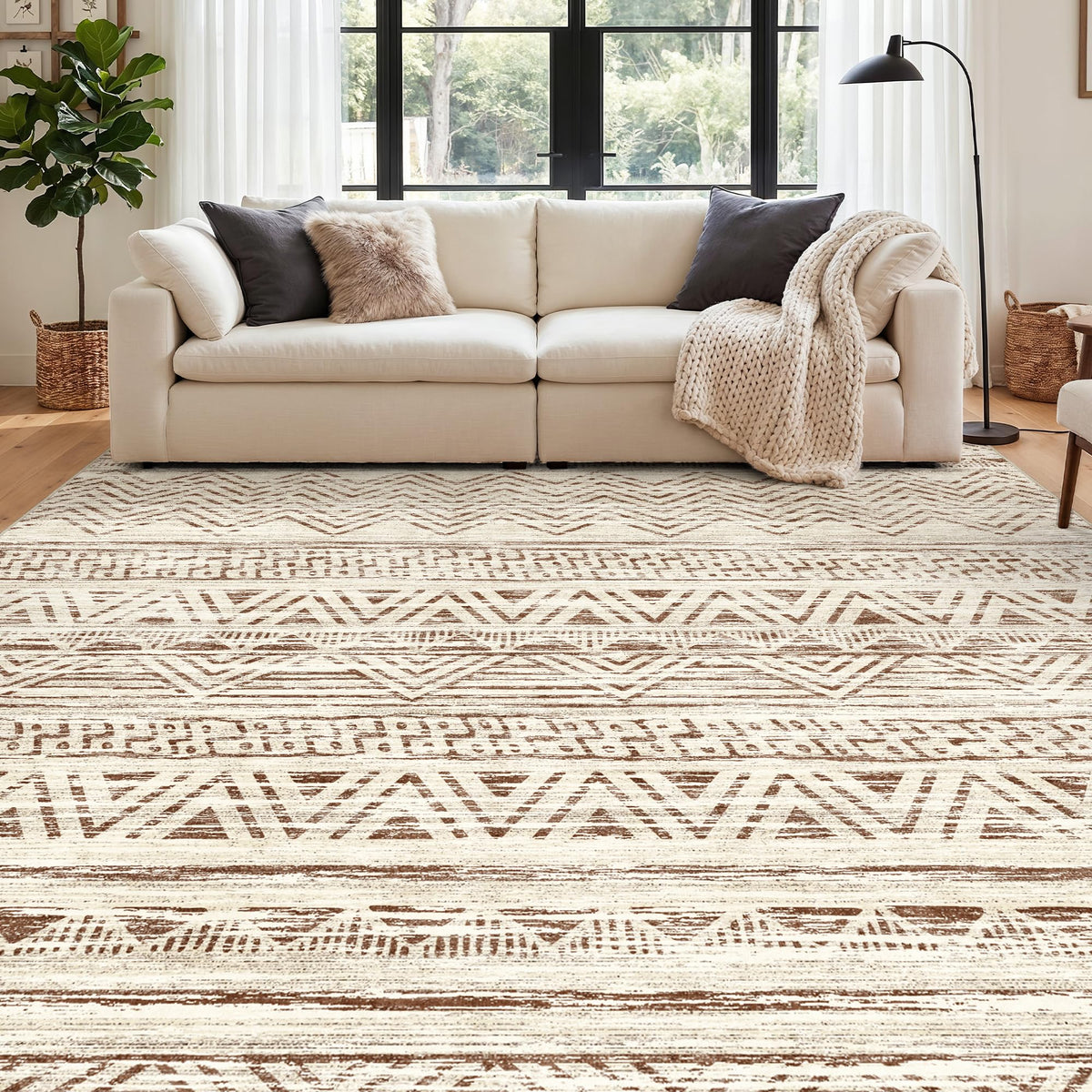 2x5 Runner Rug Washable Moroccan: Non Slip Kitchen Long Floor Mat Beige