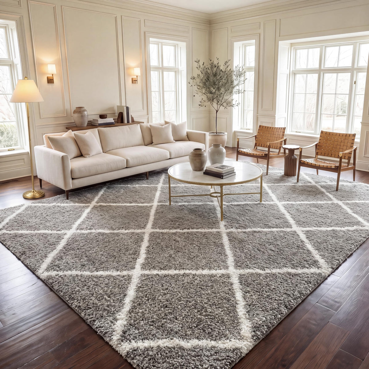 SAFAVIEH Hudson Shag Accent Rug 2'x3', Soft Distressed Grey & Ivory SGH281K