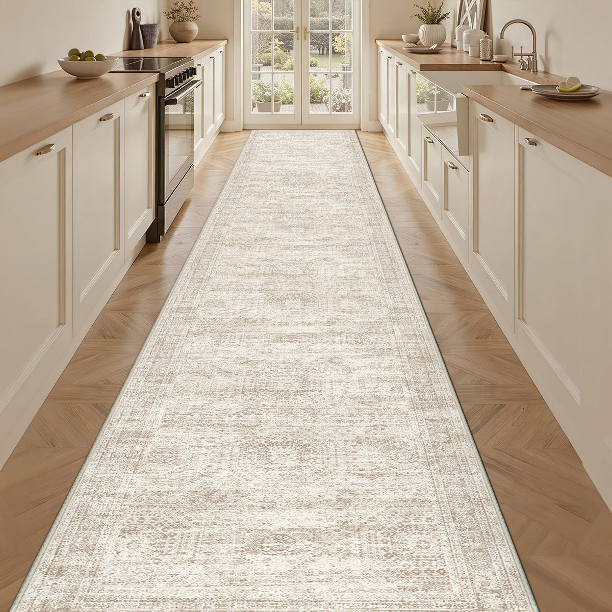 2x8 Runner Rug Non Slip,Washable Hallway Runner Rug,Beige