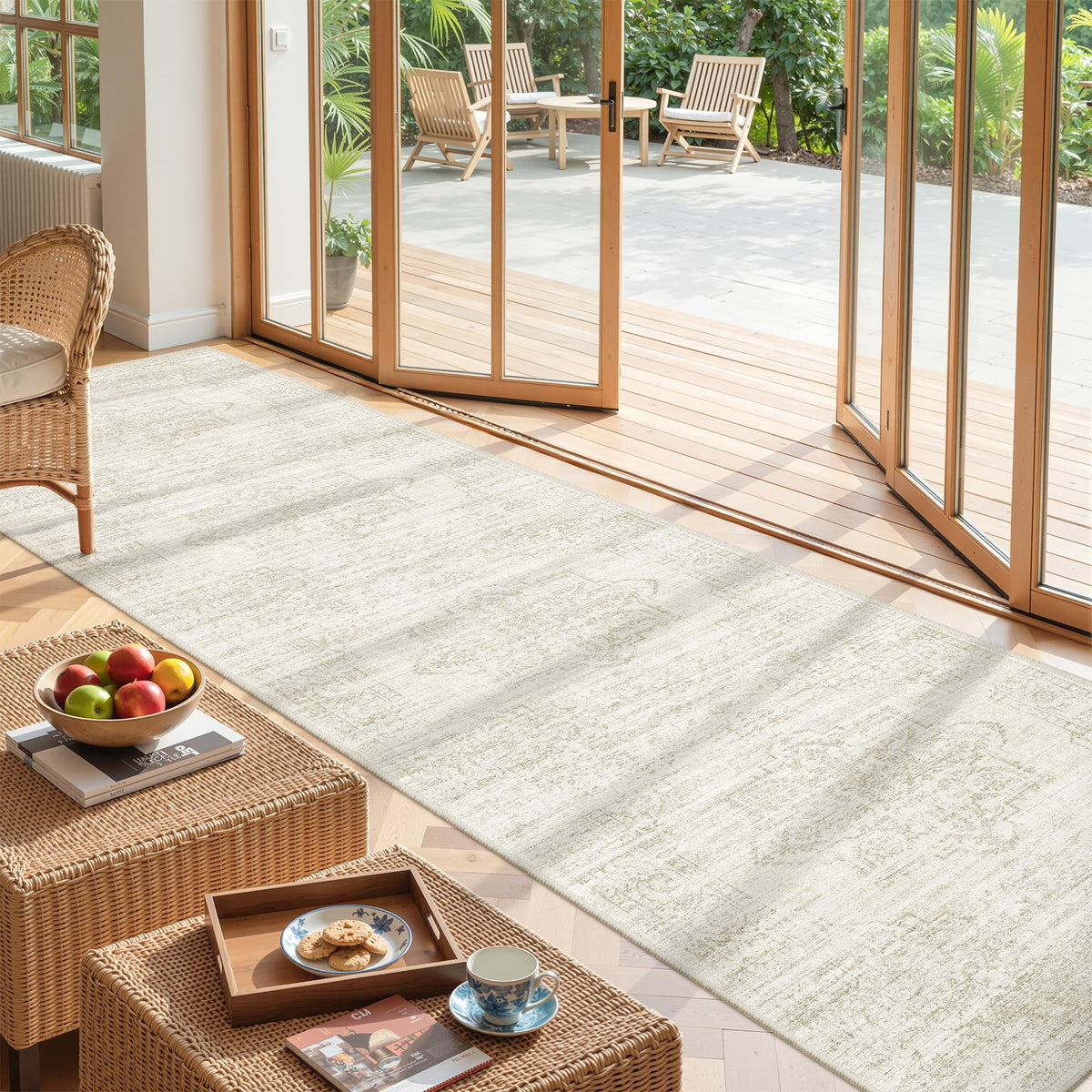 2x8 Runner Rug Non Slip,Washable Hallway Runner Rug,Beige
