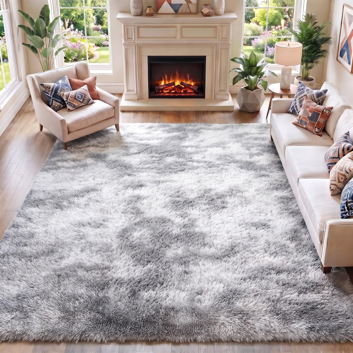 White Runner Rugs for Bedroom Living Room, Fluffy 2x6 Bedside Soft Area Rug