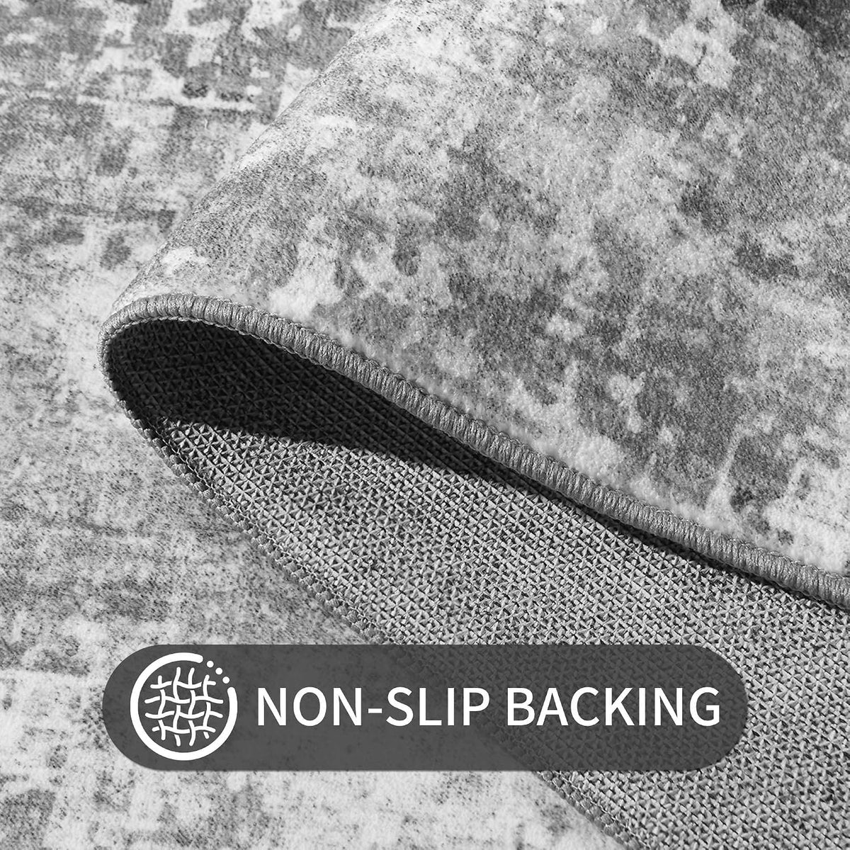 Ompaa 2x6 Rug Runners for Hallways Kitchen Runner Rug Non Slip Washable Grey Long Runner Rugs with Rubber Backing Soft Abstract Carpet Runner for Hallways, Kitchen, Bedroom, Bathroom, Entryway