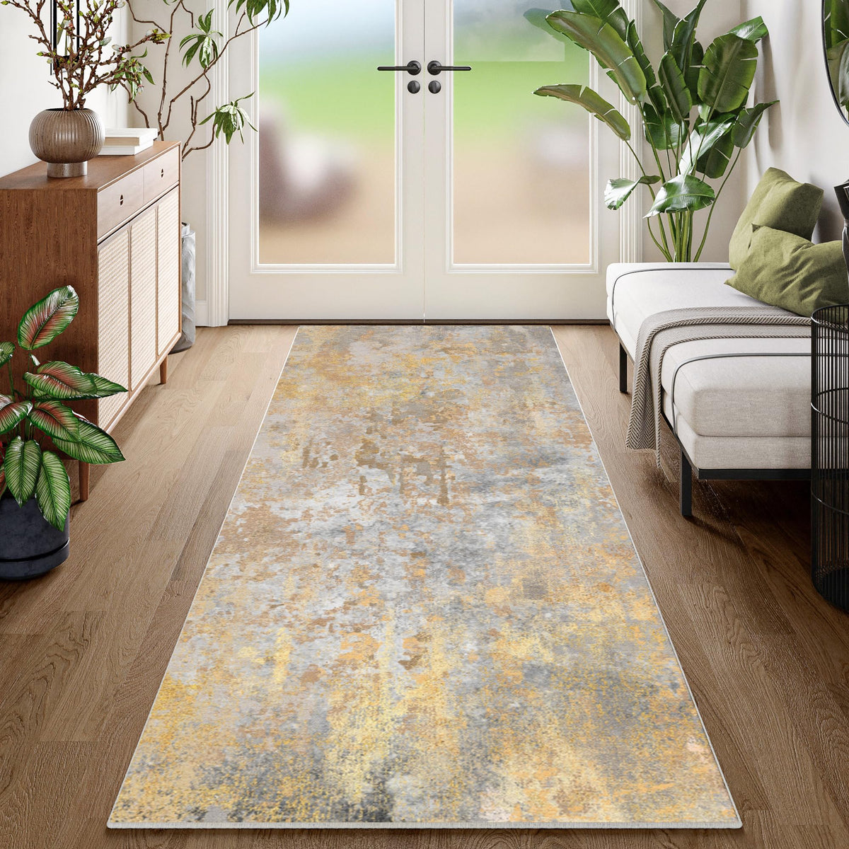 Entryway Rug 2x3 Grey Door Mat Indoor Entrance 24x36, Washable Small Throw Rugs for Kitchen Floor, Entry, Front Door, Bedroom Bedside, Non-Slip Low Pile Stain & Fade Resistant, Abstract Gray