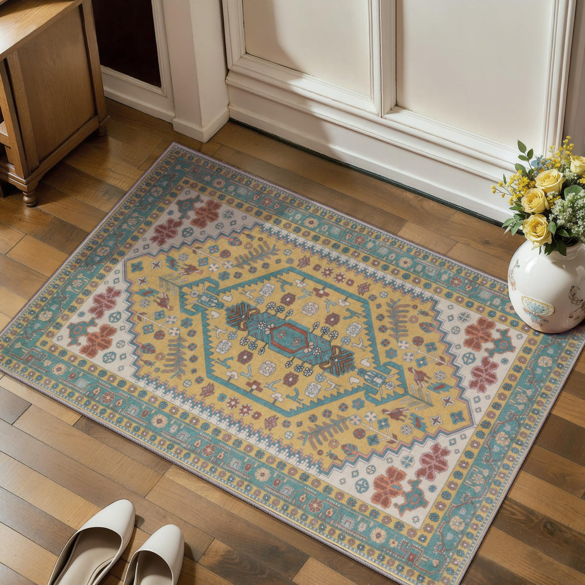 Ciicool Washable 3x5 Area Rug,Boho Non-Slip Indoor Mat for Entryway Kitchen
