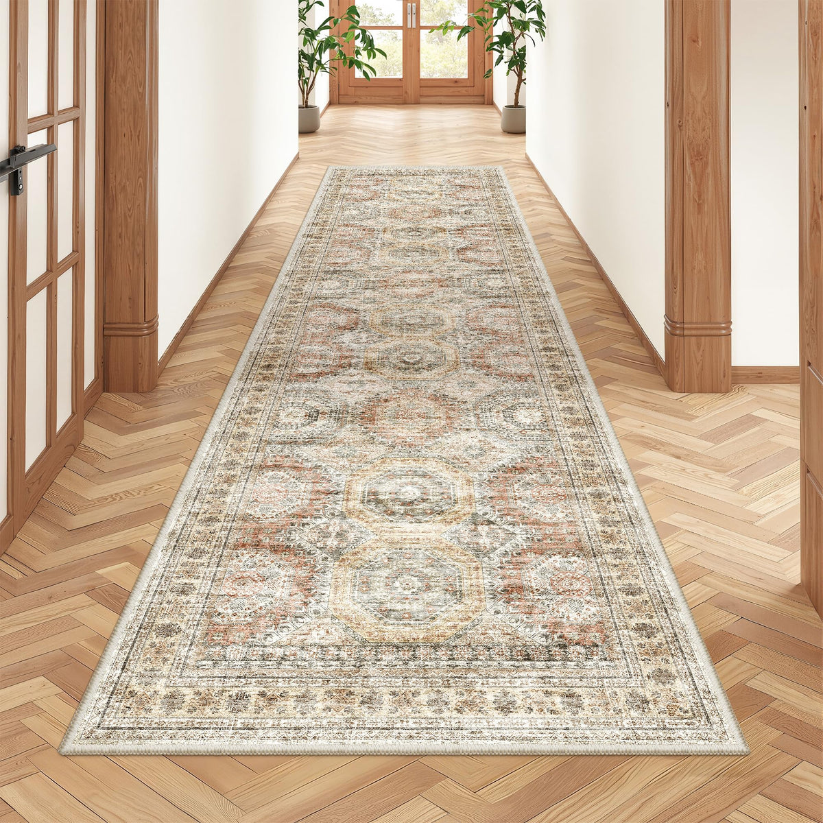 2x8 Runner Rug Non Slip,Washable Hallway Runner Rug,Beige