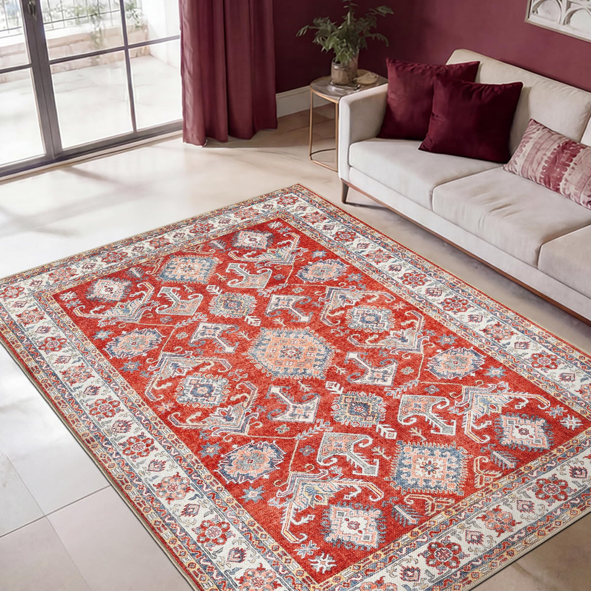 Keen Home Design Vintage Washable Entryway Rug, Non-Slip Low Pile, 2x3