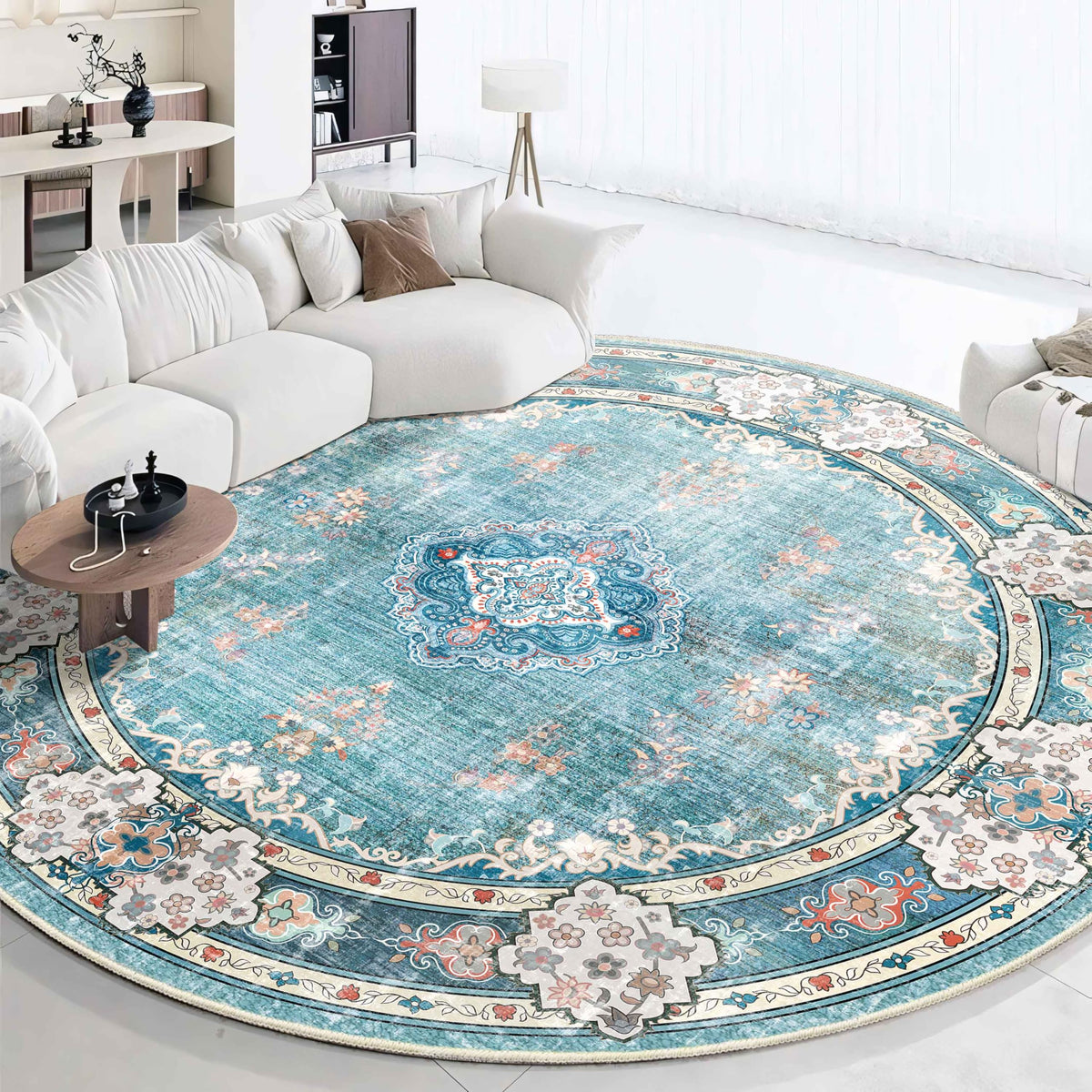 MUJOO Pink Rug 3x5 Washable,Boho Area Rugs Small Non Slip Low-Pile Floral