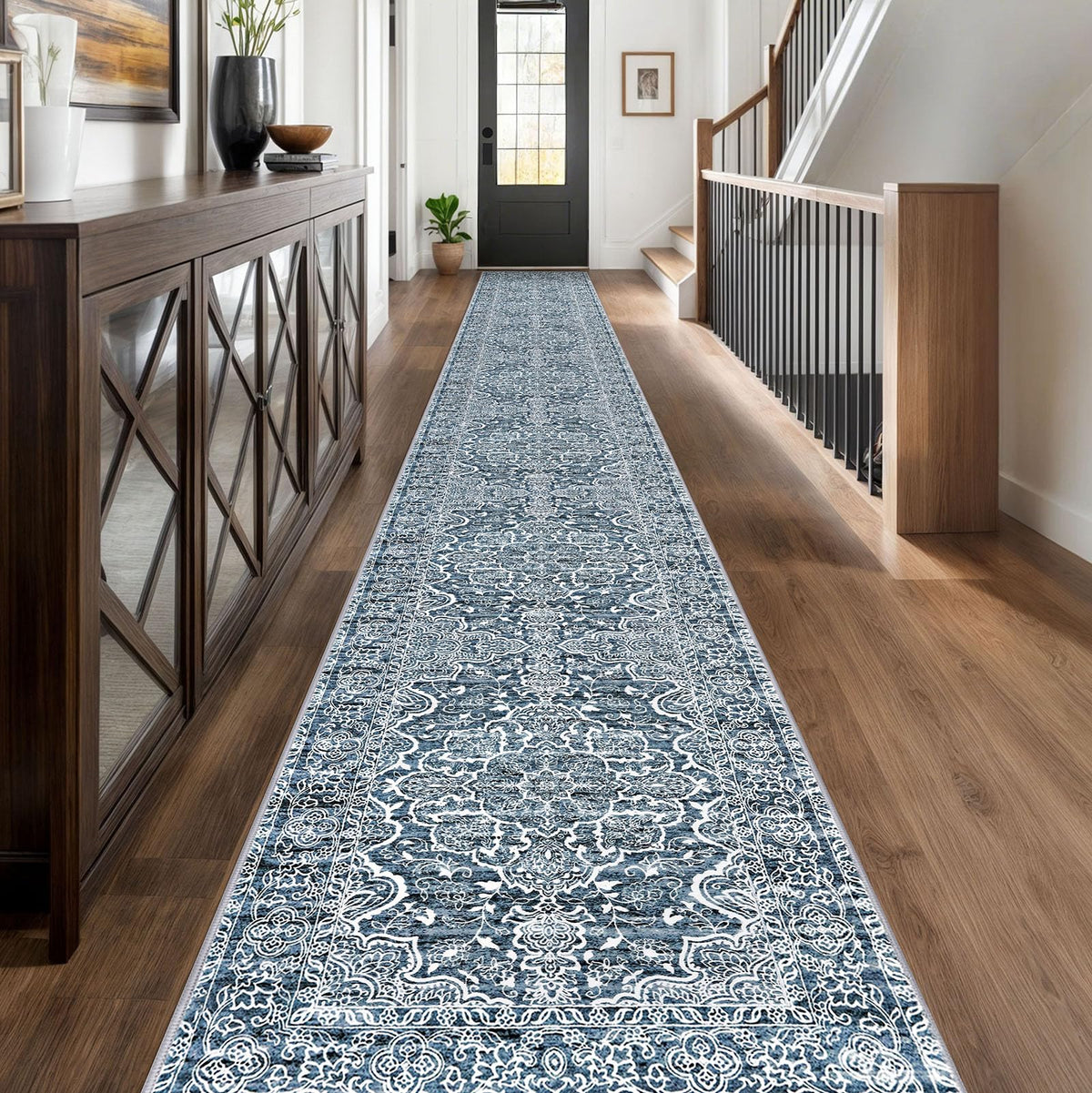 KUTA Entryway Rugs Indoor Washable Small Area Rug 2x3 Blue Entrance Carpet