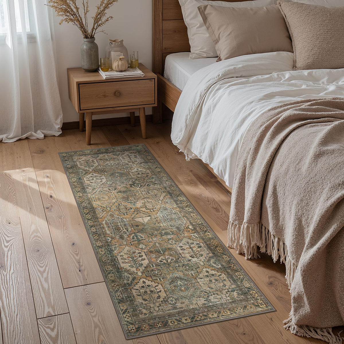 GENIMO 2x5 Washable Runner Rug Non Slip for Hallway, Light Taupe Brown