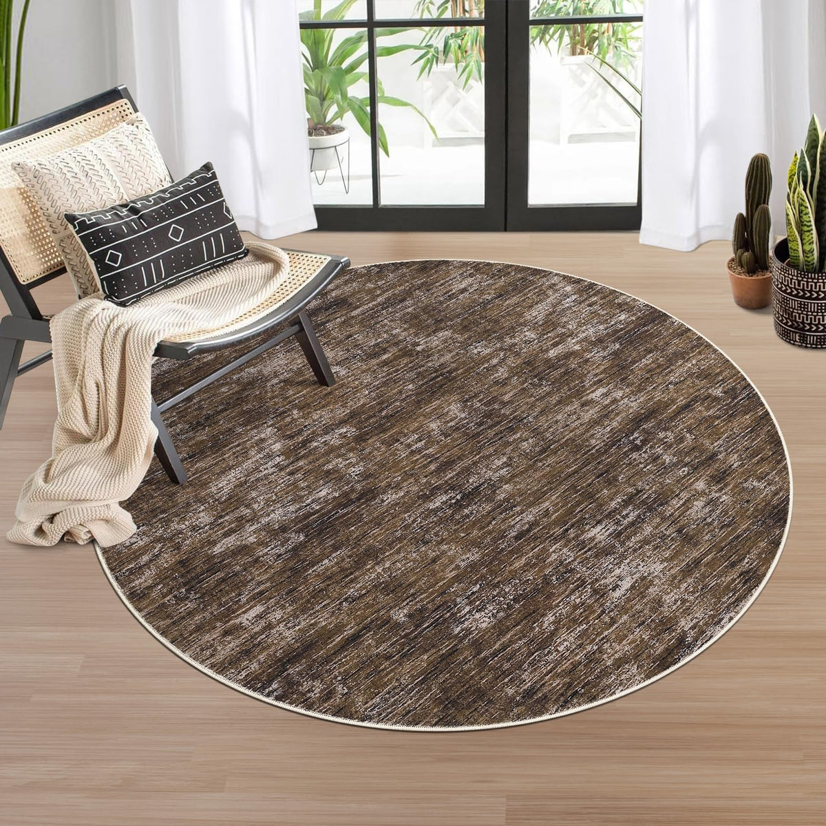 RUGSREAL Small Area Rug 2x3 Entryway Mat with Rubber Backing Stain Resistant Throw Carpet Modern Solid Color Bath Mat Contempowary Washable Rug for Living Room Bedroom Dining Room Kitchen, Beige 2x3