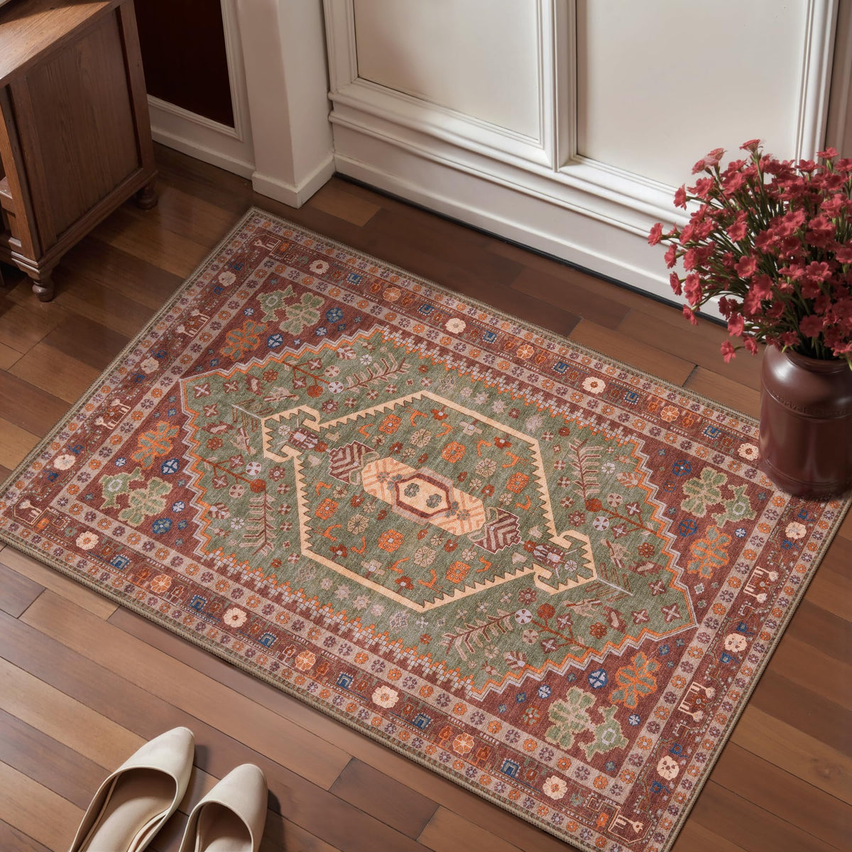 Ciicool Washable 3x5 Area Rug,Boho Non-Slip Indoor Mat for Entryway Kitchen