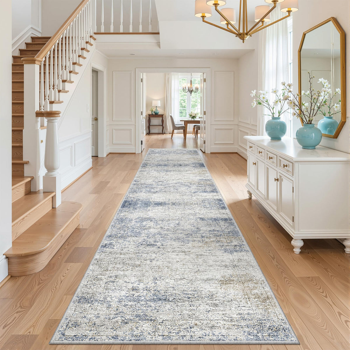 2x8 Runner Rug Non Slip,Washable Hallway Runner Rug,Beige