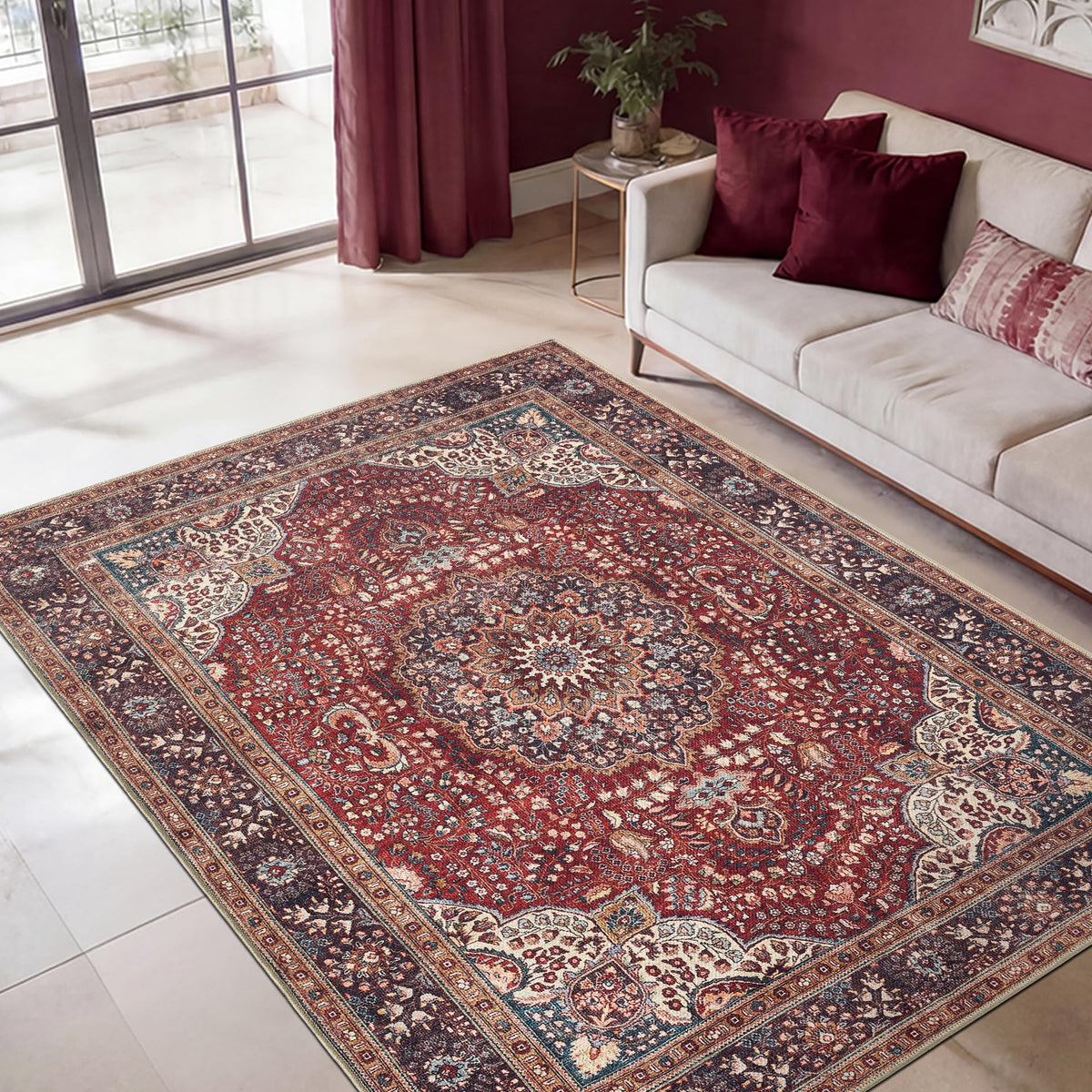 Keen Home Design Vintage Washable Entryway Rug, Non-Slip Low Pile, 2x3