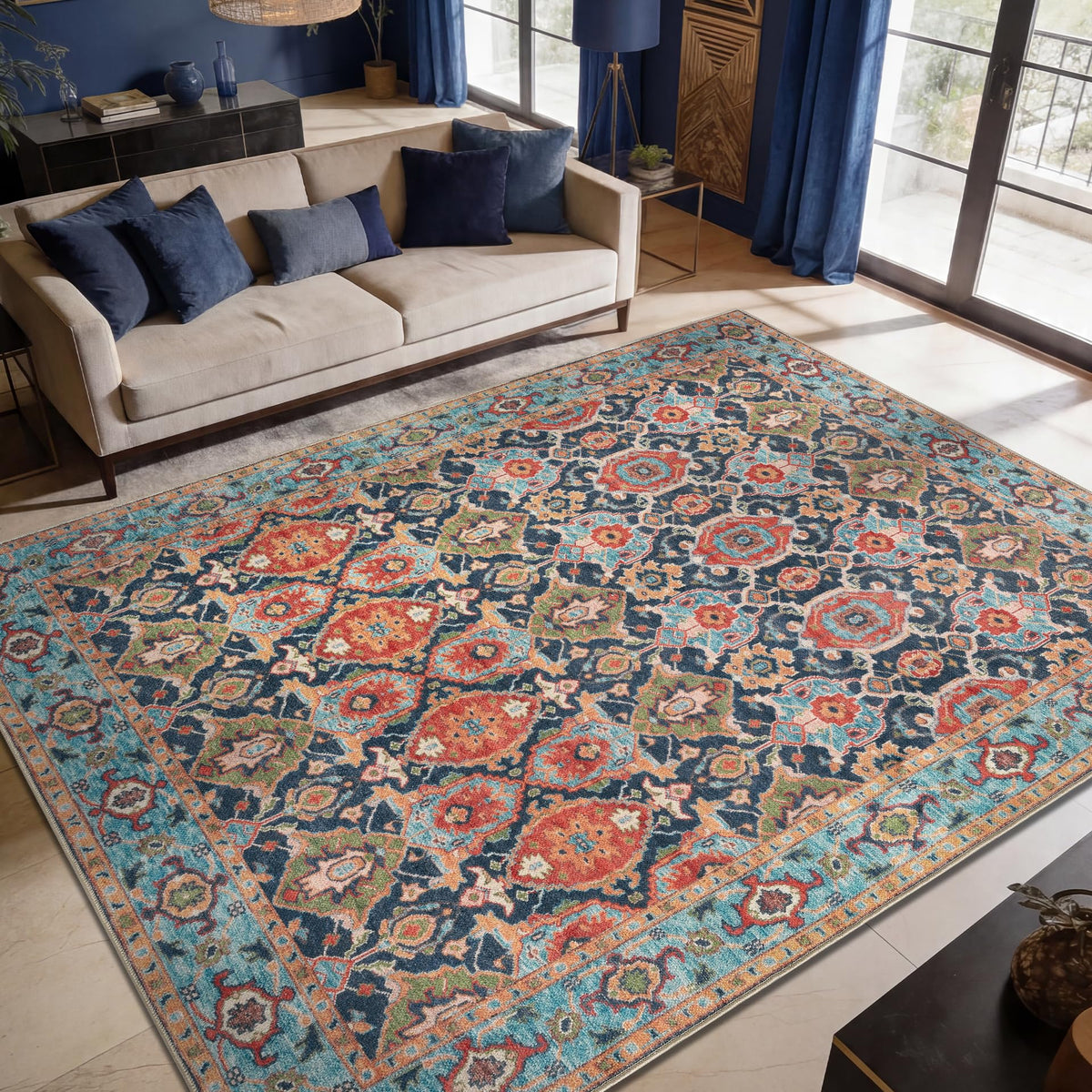 Keen Home Design Vintage Washable Entryway Rug, Non-Slip Low Pile, 2x3