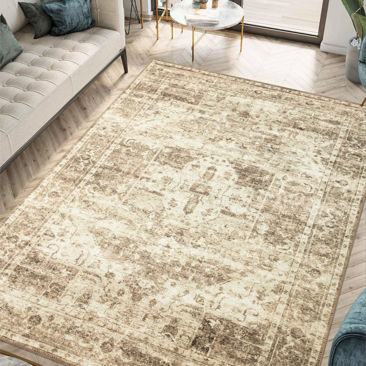 Keen Home Design Vintage Washable Entryway Rug, Non-Slip Low Pile, 2x3