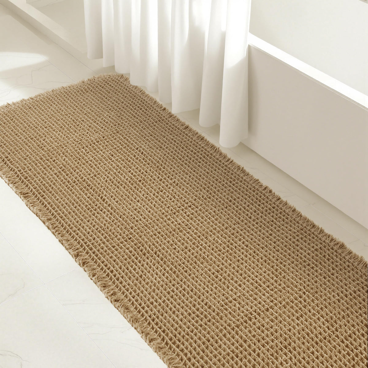 SUBRTEX Bathroom Rugs Chenille Bath Rug Soft Short Plush Bath Mat Soft Shower Mat Water Absorbent Shower Mat Quick Dry Machine Washable(White,18" x 24")