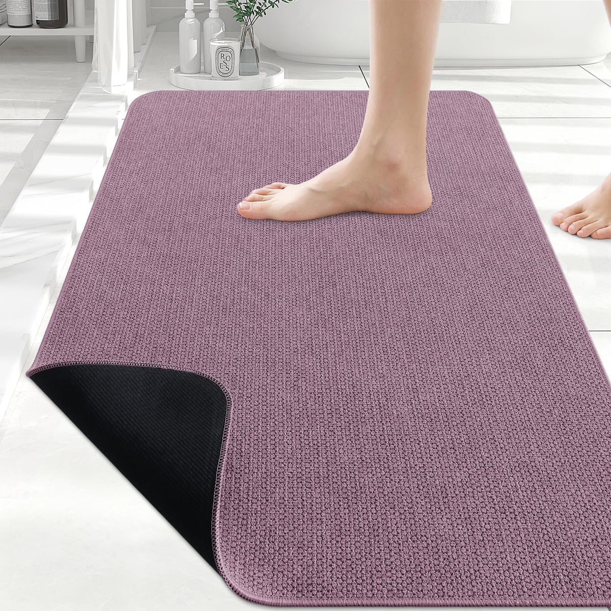 Smiry Ultra Thin Bath Mat 30X20, Non Slip Rubber Washable Bathroom Rugs