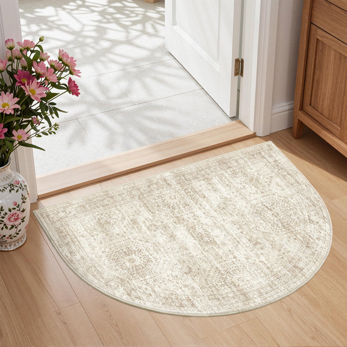 2x8 Runner Rug Non Slip,Washable Hallway Runner Rug,Beige