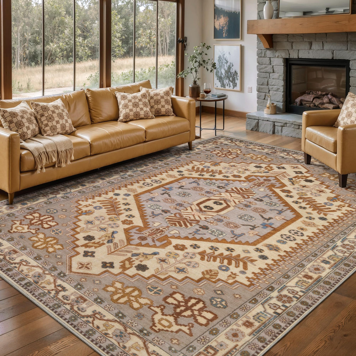 Ciicool Washable 3x5 Area Rug,Boho Non-Slip Indoor Mat for Entryway Kitchen