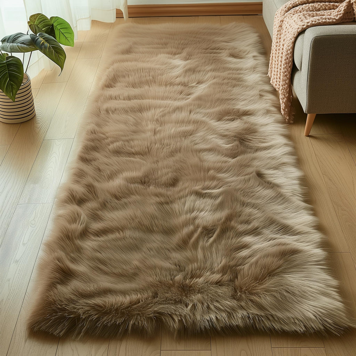 Goolela White Fluffy Faux Fur Rug for Bedroom Faux Sheepskin Rug 2x3 White Fuzzy Furry Bedside Carpet Dining Room Playroom Dorm Small Washable Rectangle