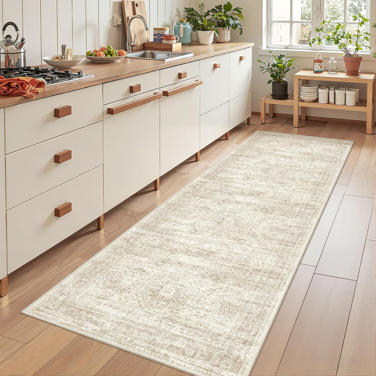 2x8 Runner Rug Non Slip,Washable Hallway Runner Rug,Beige