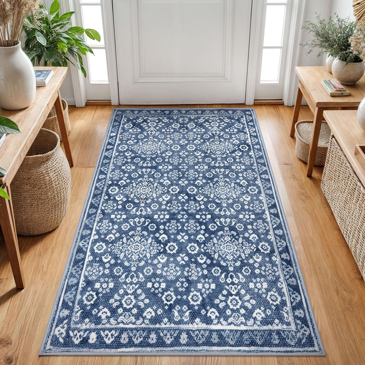 Vintage Washable Entryway Rug 2x3 Small Area Rug Non Slip Door Mat