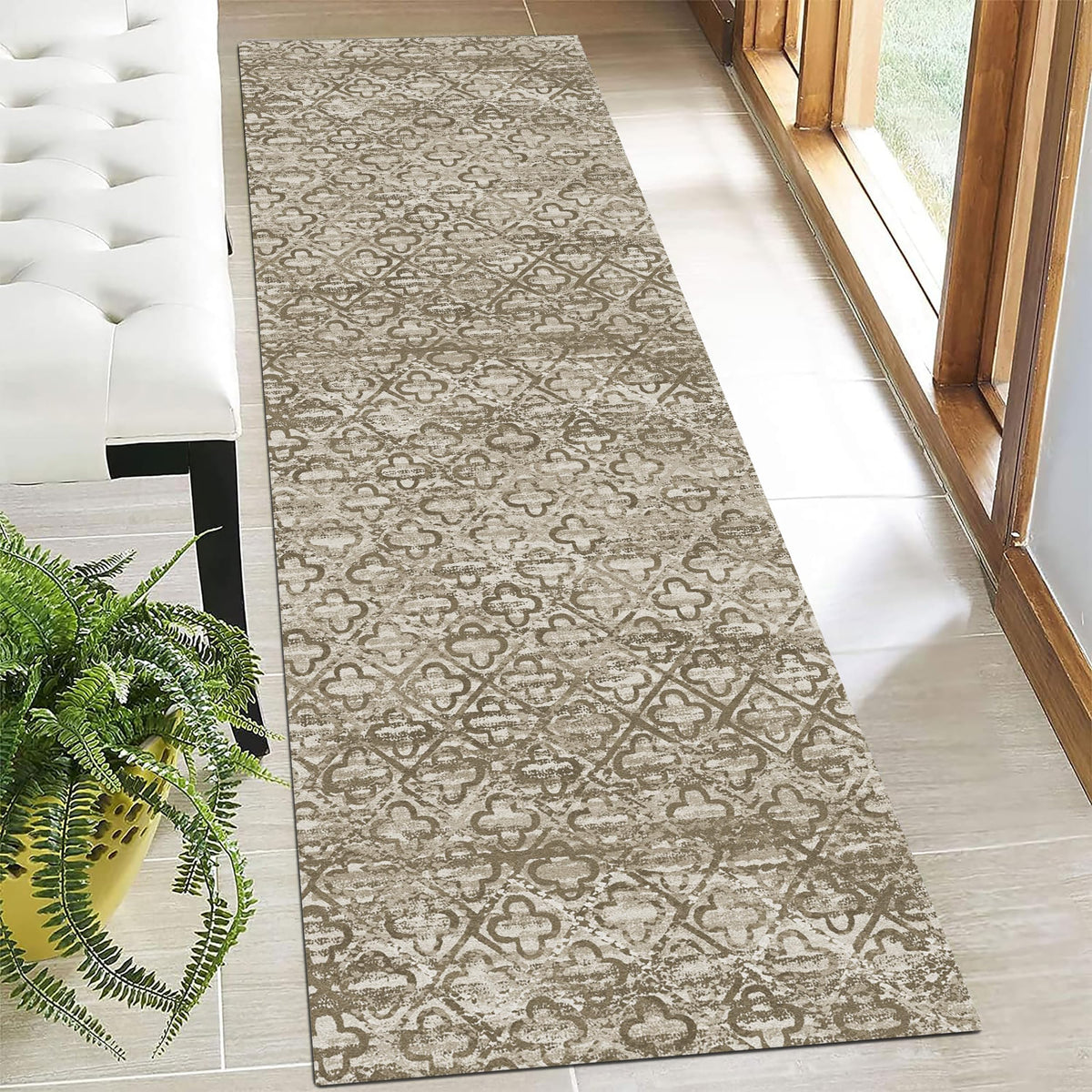 RUGSURE Washable Area Rugs - Perfect for Living Room, Bedroom, Kids Room, Nursery - Stain & Water Resistant Non-Slip, Pet & Child Friendly, Vintage Tribal Area Rugs (Green, 3' x 5 ')