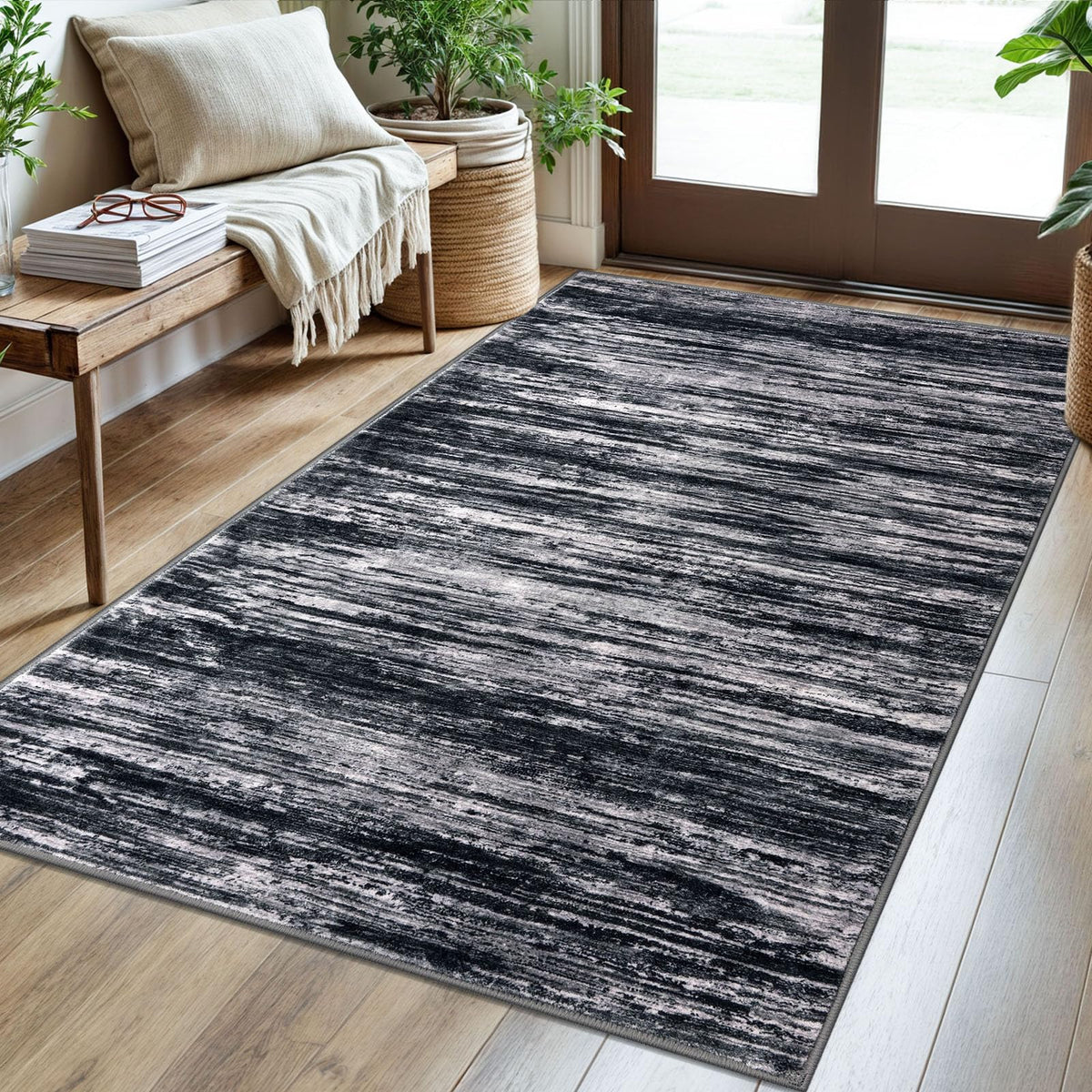 SIILOOM 3x5 Washable Area Rug Non Slip Door Mat Indoor for Entryway Bedside