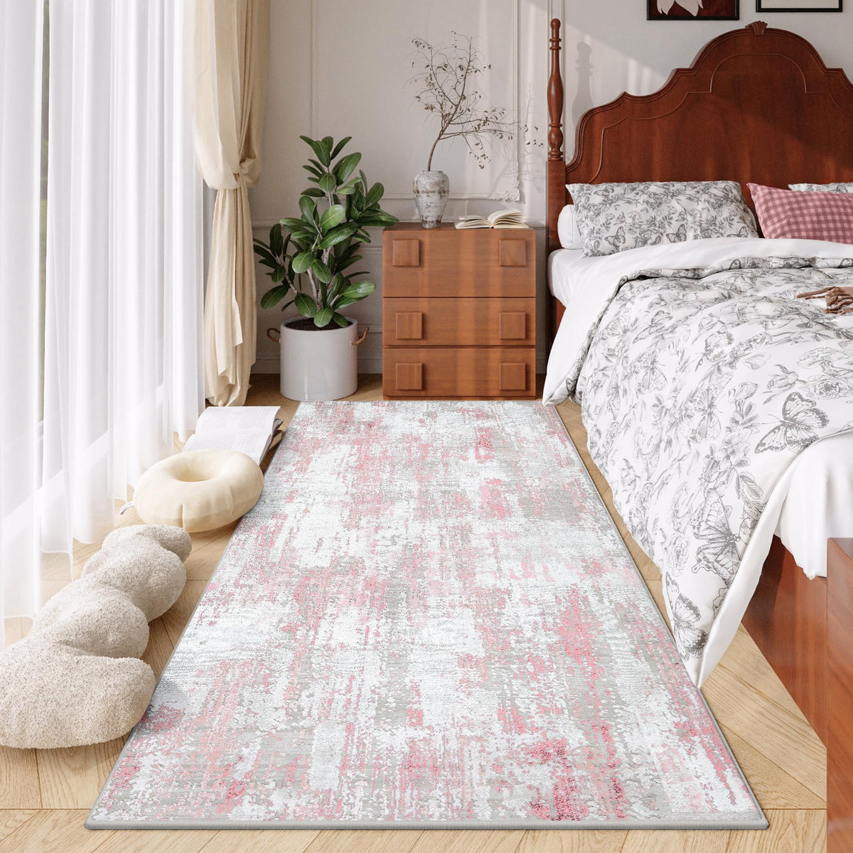 Entryway Rug 2x3 Grey Door Mat Indoor Entrance 24x36, Washable Small Throw Rugs for Kitchen Floor, Entry, Front Door, Bedroom Bedside, Non-Slip Low Pile Stain & Fade Resistant, Abstract Gray