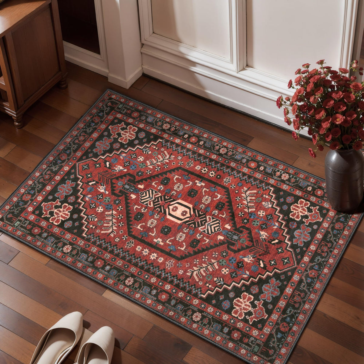 Ciicool Washable 3x5 Area Rug,Boho Non-Slip Indoor Mat for Entryway Kitchen