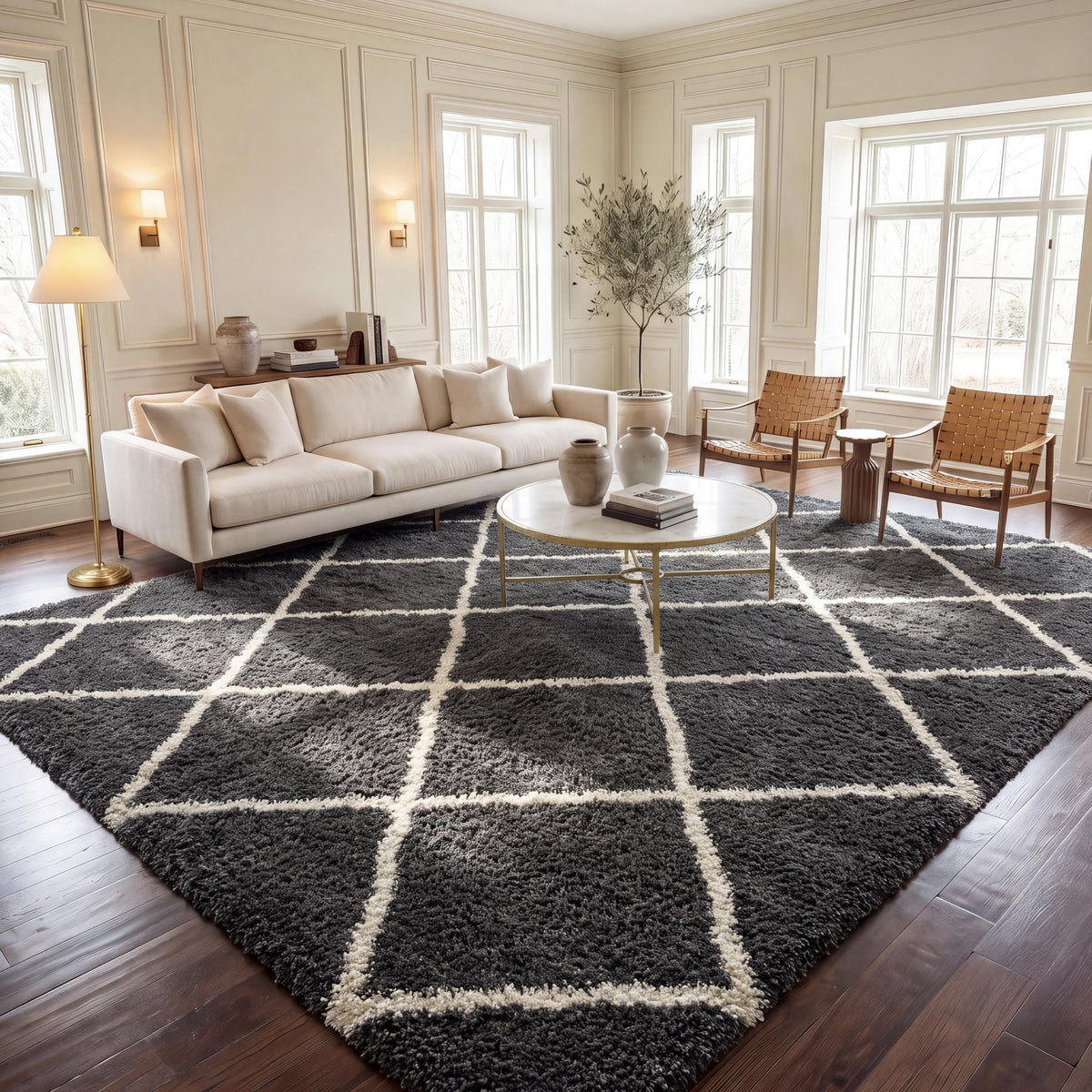 SAFAVIEH Hudson Shag Accent Rug 2'x3', Soft Distressed Grey & Ivory SGH281K