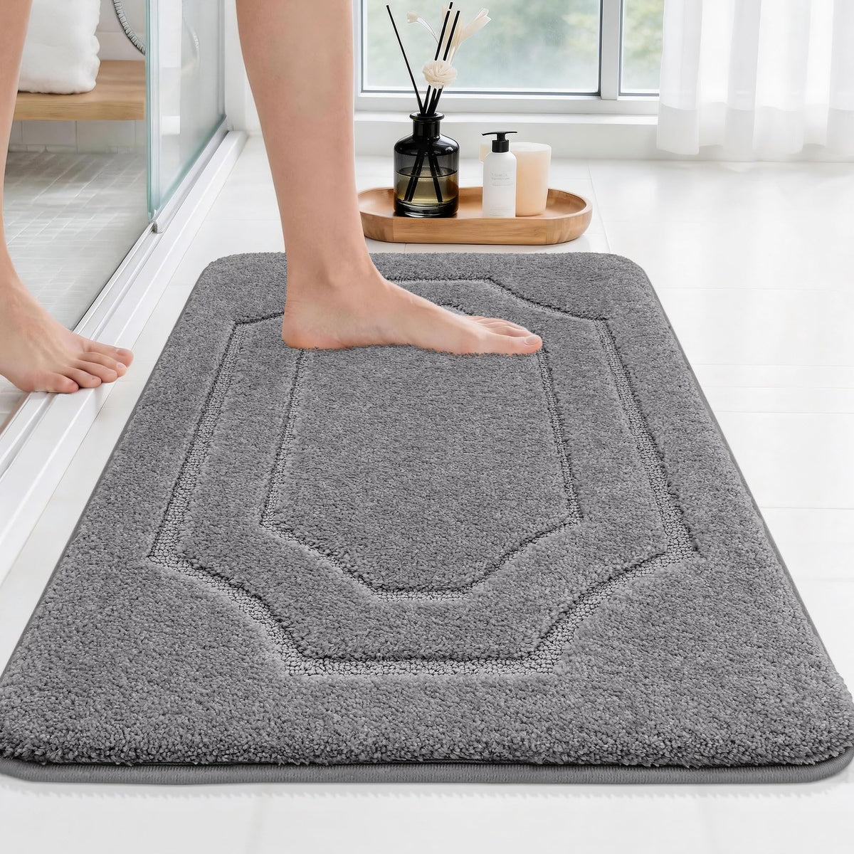 BEQHAUSE Bathroom Rugs Non Slip Bath Mat Soft Absorbent, 24"x36", Green