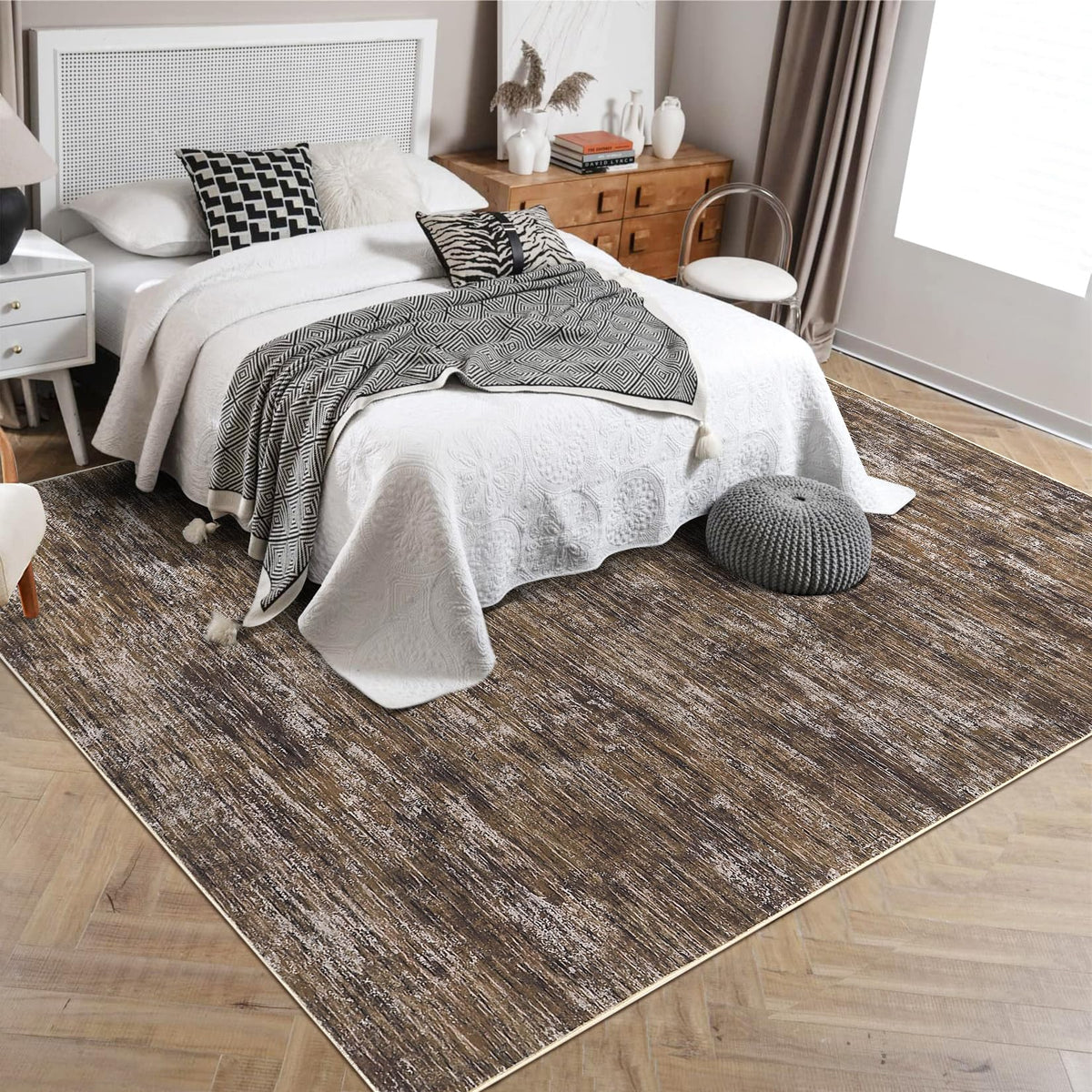 RUGSREAL Small Area Rug 2x3 Entryway Mat with Rubber Backing Stain Resistant Throw Carpet Modern Solid Color Bath Mat Contempowary Washable Rug for Living Room Bedroom Dining Room Kitchen, Beige 2x3
