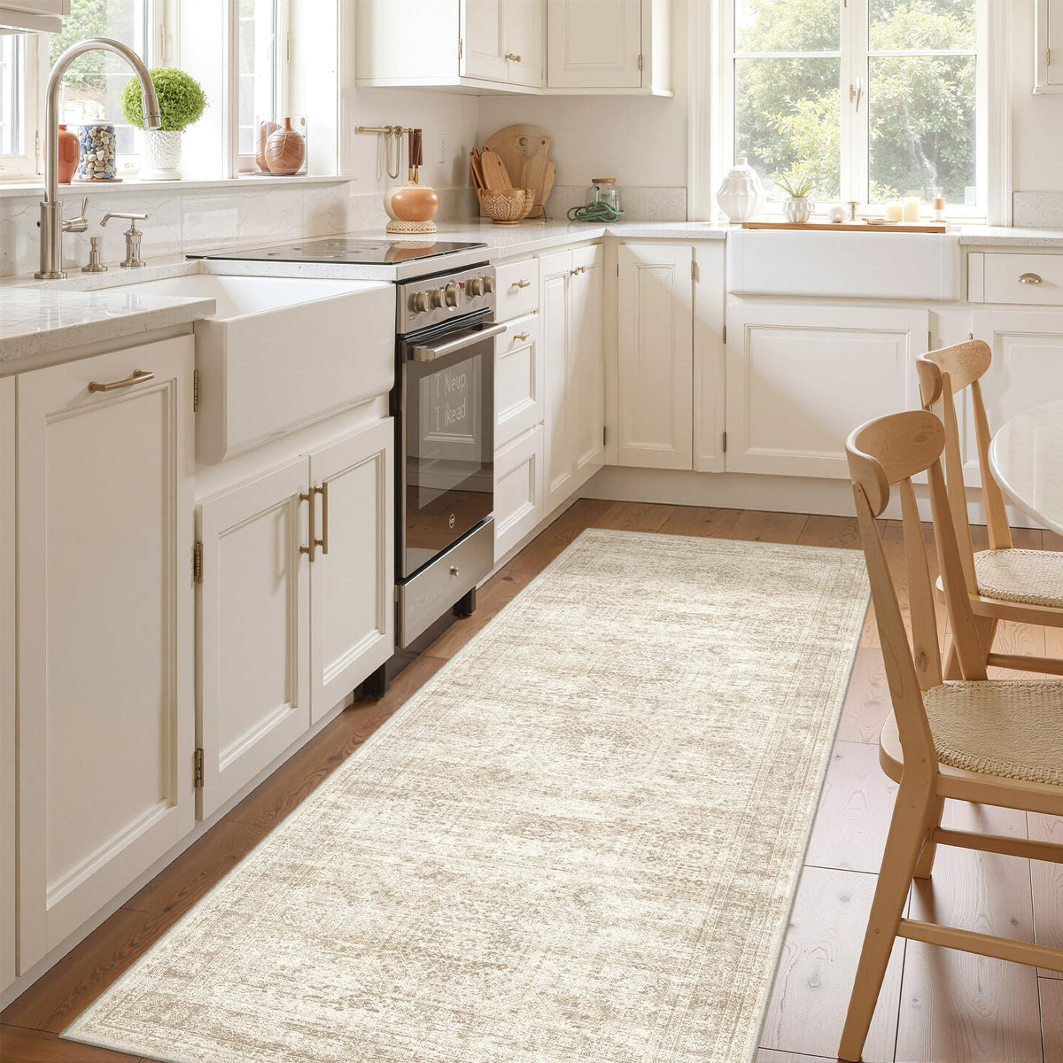 2x8 Runner Rug Non Slip,Washable Hallway Runner Rug,Beige