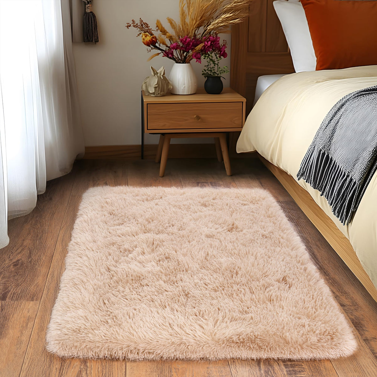 Small Black Area Rug, 2x3 Rug for Bedroom Shaggy Throw Rugs for Dorm Rug, Soft Shag Carpet for Kids Room, Plush Comfy Fluffy Bedside Rug for Home Decor Aesthetic